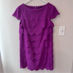 Vintage Purple Scalloped Tiered Dress